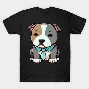 An adorable pit bull puppy wearing a tie T-Shirt